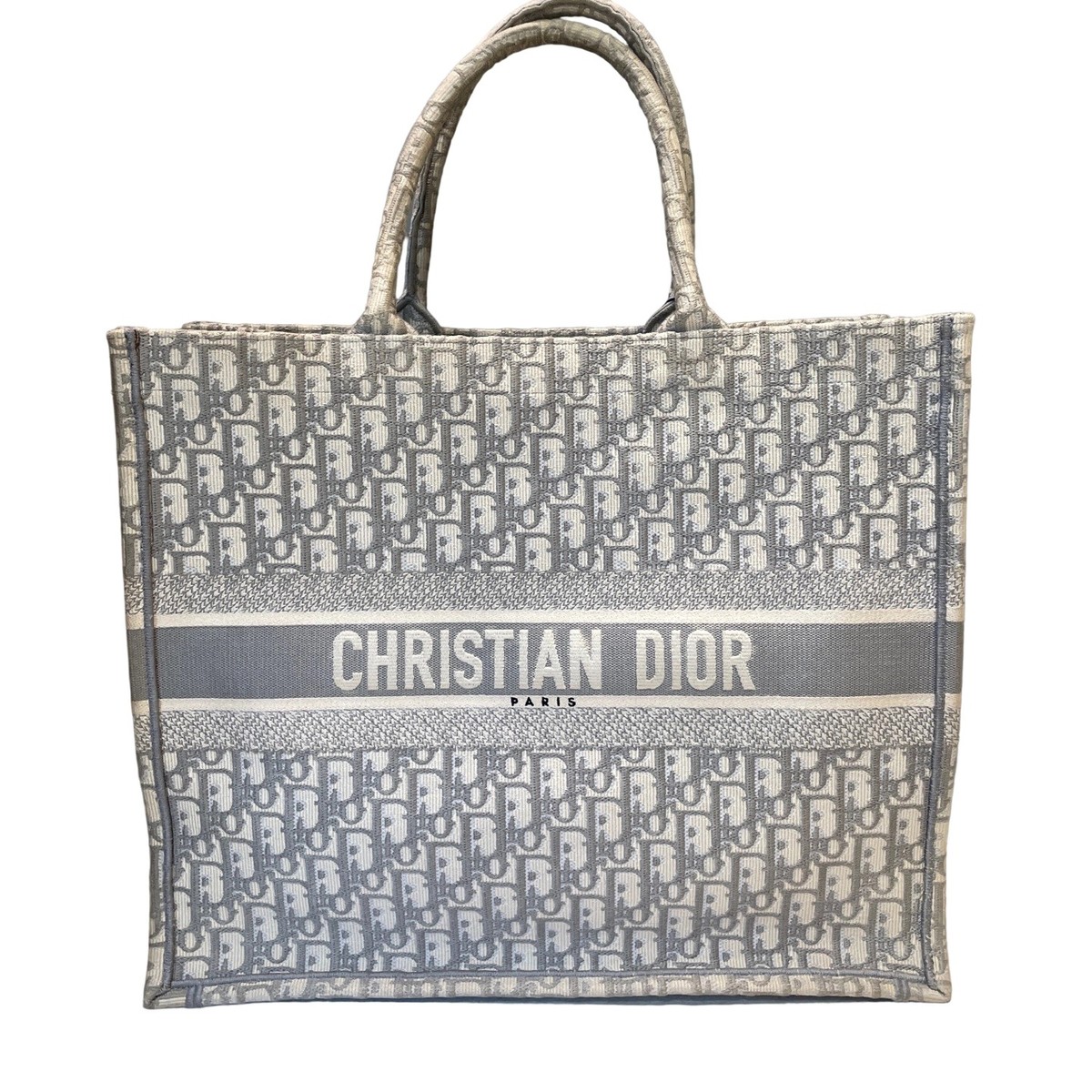 ブックトート　ラージ　グレー　Christian Dior Dior Gray Oblique Embroidered Large Book Tote Bag Pre-Owned | eBay