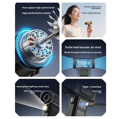 Electric Air Duster Rechargeable Cordless Dust Blower 9 Gears Adjustable LED - Afbeelding 7 van 24