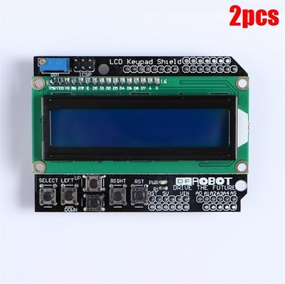 2Pcs For Arduino 1602 Lcd Board Keypad Shield Blue Backlight Duemilanove Robo un