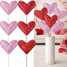 6 Pcs 14'' 3D Large Glitter Valentine's Day Decorations Tree Picks Oversized ...