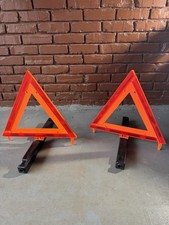 Set 2 Reflective Emergency Warning Triangles Preowned Roadside Safety Sign     