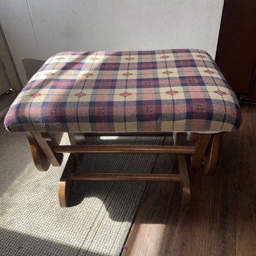 Vtg Oak Wood Gliding Ottoman Footstool Nursery/Baby/Rocker Glider Stool