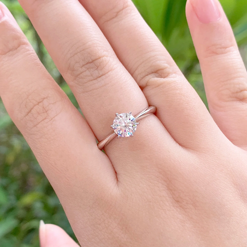 Moissanite Rings for Women 1 Ct Engagement Wedding Band 925 Sterling Silver roun - Picture 3 of 12