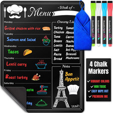 Magnetic Dry Erase Menu Board for Fridge 16X12 - Weekly Meal Planner Blackboar