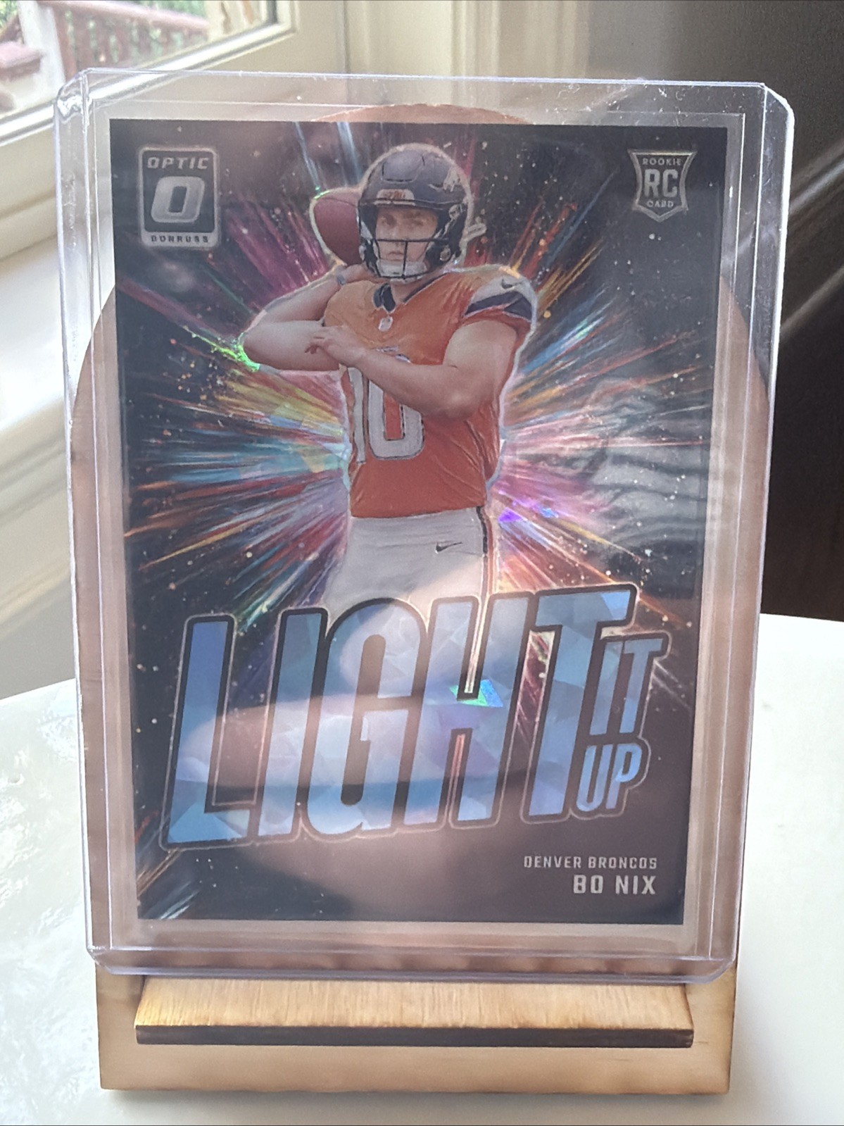 2024 Panini Donruss Optic 6 Bo Nix Light It Up-Ice RC 6/15