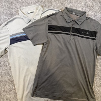 Travis Matthew Polo Shirt Lot of 2 Men's Size Large Striped Grey Black Blue