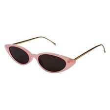 Narrow pink and gold dark-tinted cat-eye sunglasses