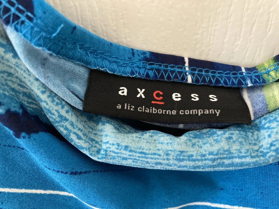 Camiseta sin mangas Axcess by Liz Claiborne para mujer azul, verde y blanco a rayas talla XL Foto 3 de 4