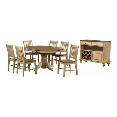 Sunset Trading Brook 8-Piece 42 - 60'' Extendable Wood Dining Set in Cream