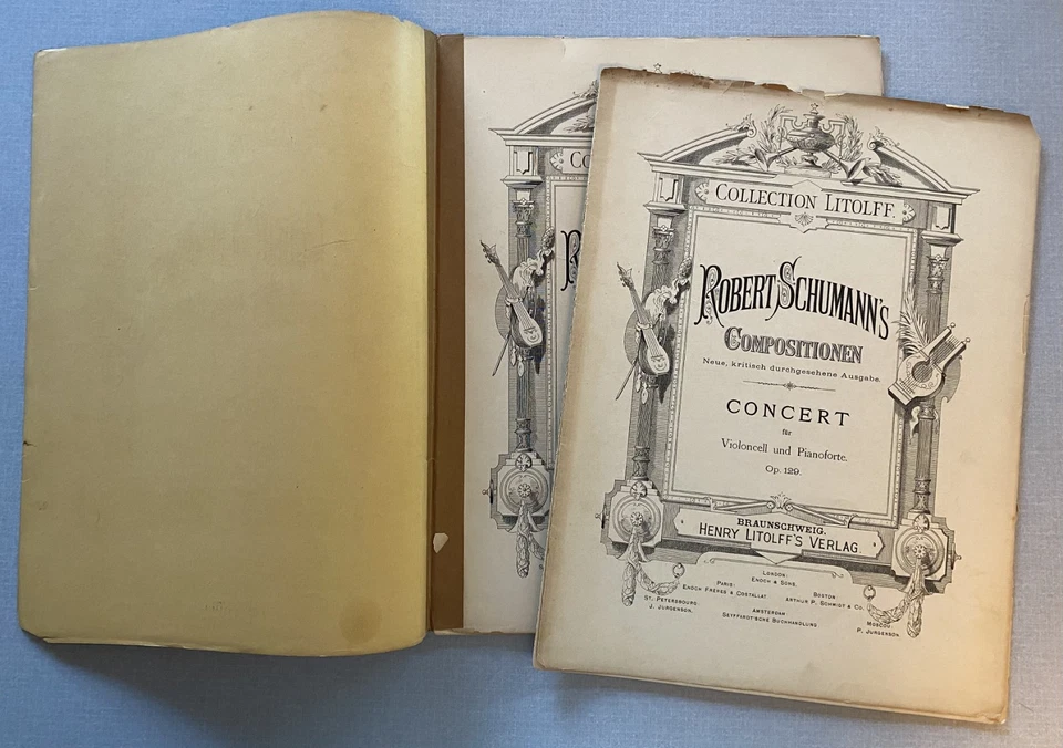 CONCIERTO PARA VIOLONCHELO SCHUMANN OP. 129 - Piezas de violonchelo y piano - Partituras antiguas (1886?) Foto 2 de 4