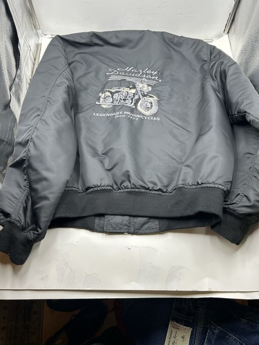 Vtg Harley Davidson Motorcycle Bomber Jacket Nylon Embroidered Biker Men's XL