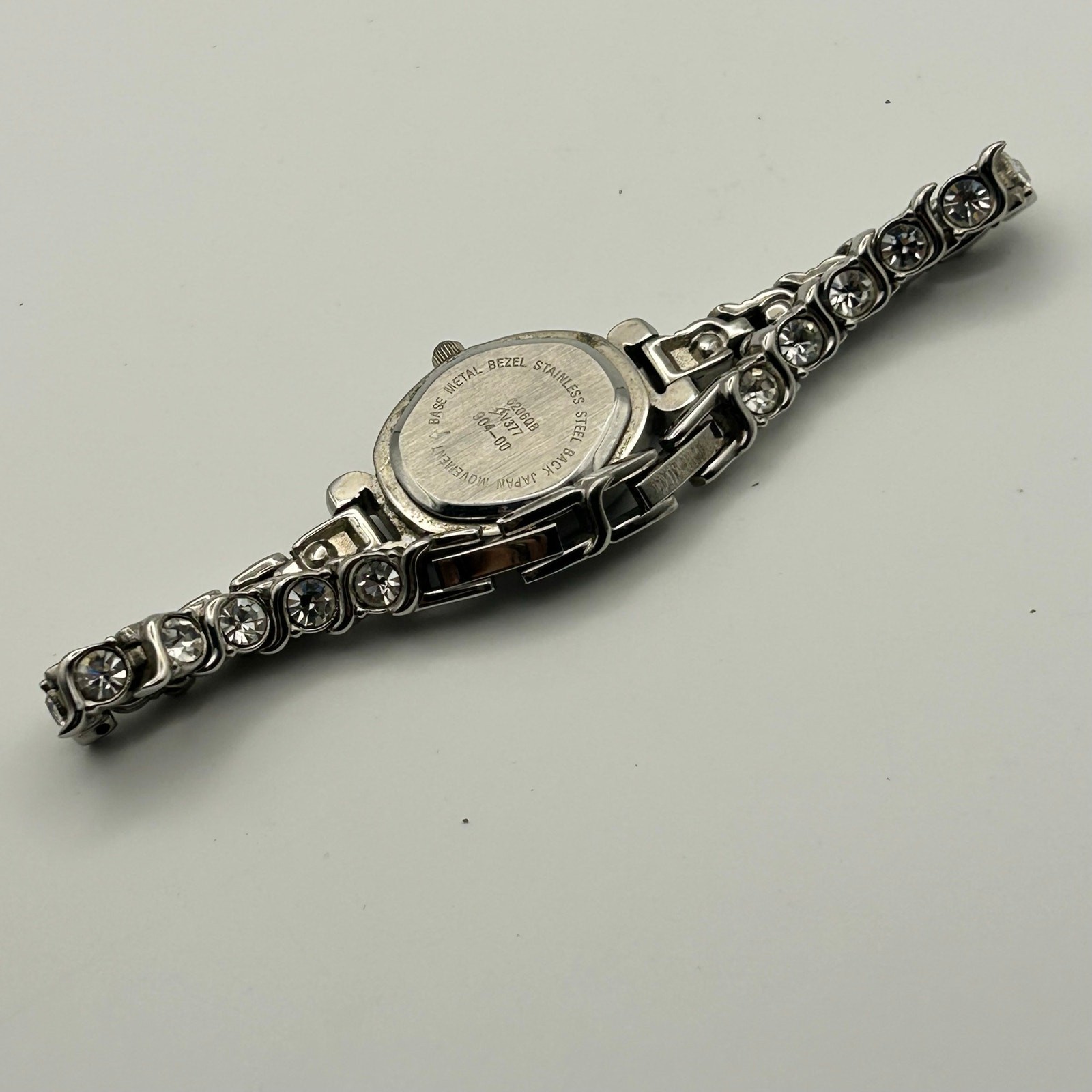 Women’s Silver-tone  Watch Oval Dial with Crystals on the Band Working image 5
