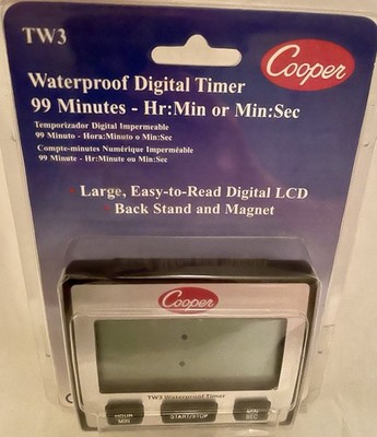 Cooper-Atkins TW3  Waterproof Digital Timer Back Stand/Magnet 99 Min Hr Min Sec