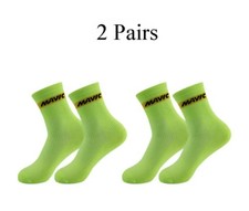 Confezione 2 Calze Ciclismo Corsa Strada Mavic Verde Con Logo Mavic Nero E Giallo