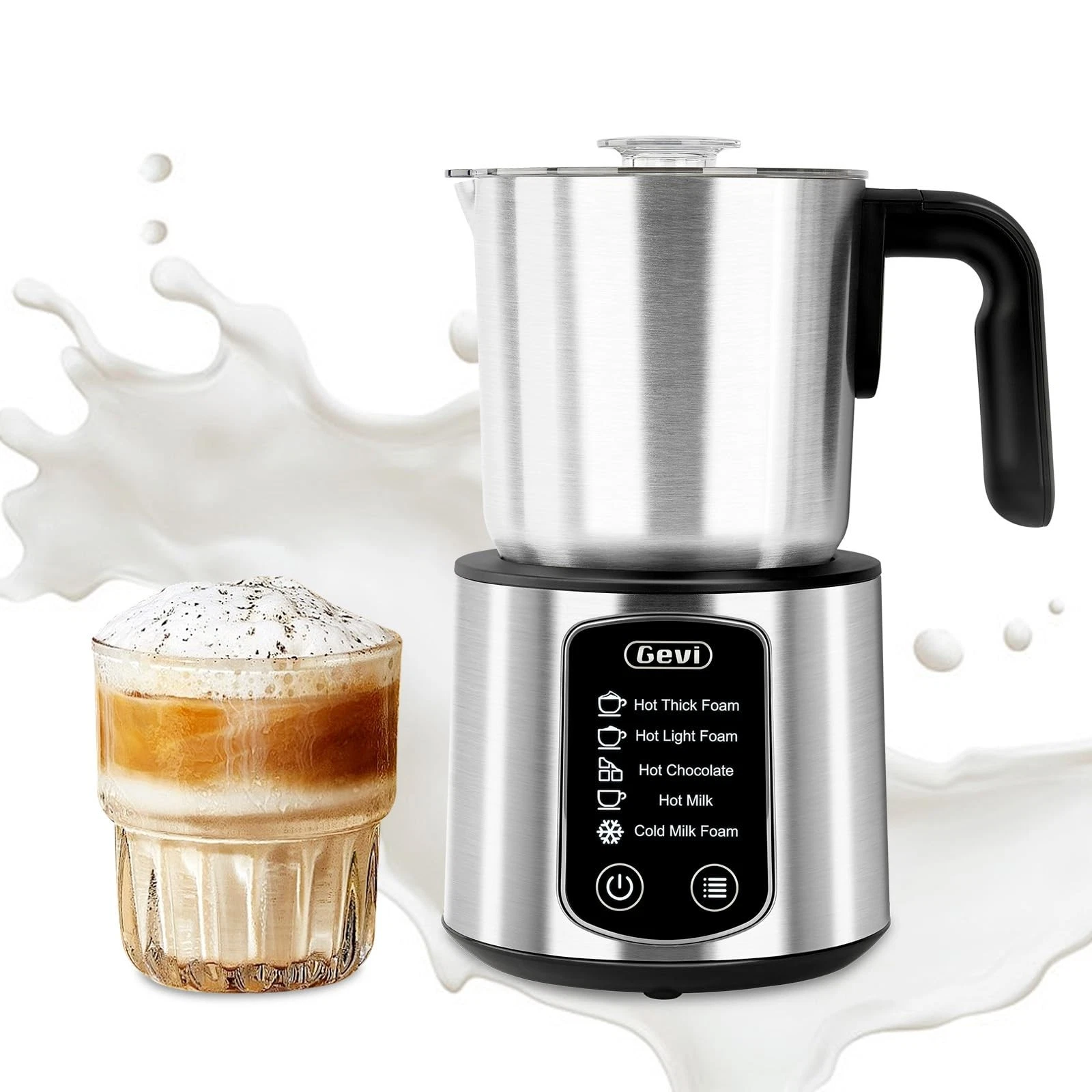 Gevi Hot Chocolate Maker with 5 in 1 Milk Frother and Steamer