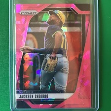 2025 Prizm #108 Jackson Chourio Pink Cracked Ice Milwaukee Brewers