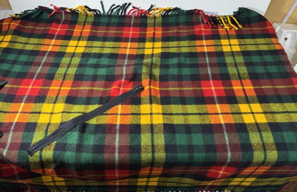 复古女童子军官方 50 年代 - 60 年代羊毛格子流苏斗篷角 — 第 3/3 张图片