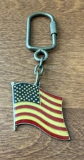 Vintage American Flag Stars and Stripes  Hard Enamel Finish  Keychain