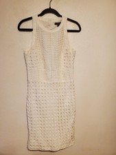 Banana Republic White Eyelet Sheath Dress Size 6 Sleeveless Lined Zip