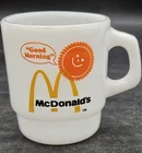 Fire King McDonalds Good Morning Milk Glass Anchor Hocking Coffee Mug Vtg