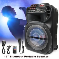 Dual 12" Trolley Party Bluetooth Speaker Stereo Loud W/LED Light Remote control