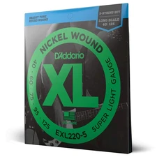 D Addario XL Nickel Wound 5 String Bass Guitar Strings Light 40 125 USA