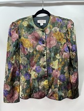 Vintage 80's Talbot's Jessica McClintock Jacket Women's 14 Floral Metallic
