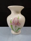 Fenton Hand Painted Milk Glass Vase - Purple Iris Design