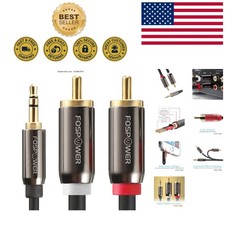 6FT 24K Gold Plated 3.5mm to RCA Audio Cable - Male to Male Cord