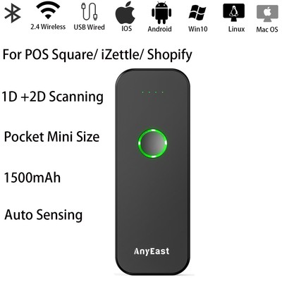 Mini 2D Wireless Barcode Scanner 3-in-1 Bluetooth & 2.4G & USB 1D QR Code Reader