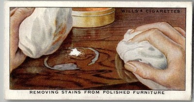 1936 Wills's Cigarettes Household Hints Tobacco Card #15 Removing Stains from Po
