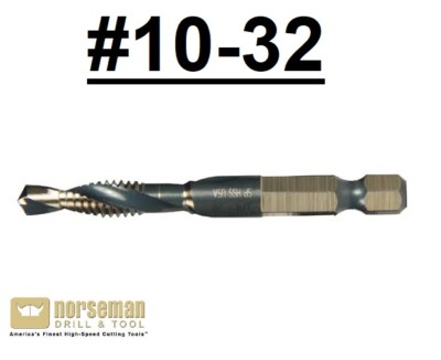 10-32 Combination Drill & Tap 1/4'' Quick Release Norseman / Viking