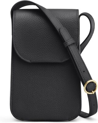 Kattee Small Leather Crossbody Bags for Women Trendy, Shoulder Purses Black 