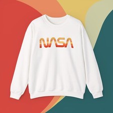Retro NASA Logo Graphic Print Long Sleeve Sweatshirt