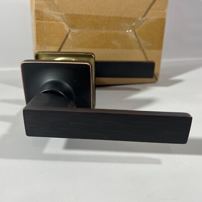 Oil Rubbed Bronze Door Handle Lever Square Base Knobs Interior Door New Opened n