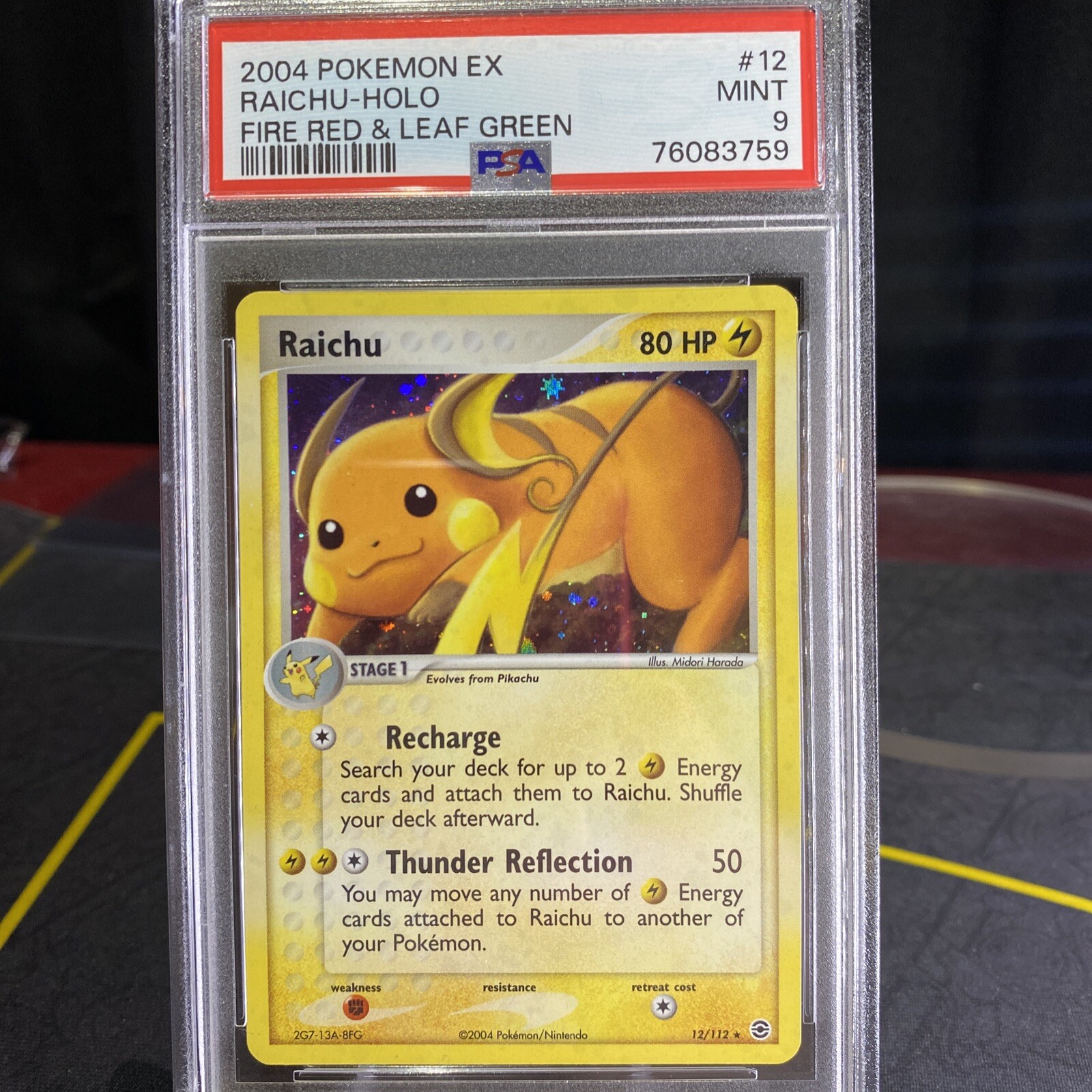 Pokemon PSA 9 MINT Raichu 12/112 EX Fire Red & Leaf Green Holofoil Rare 2004
