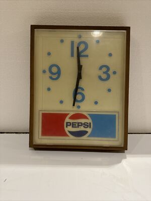 Vintage Pepsi Hanging Wall Clock Sign Advertisement | eBay