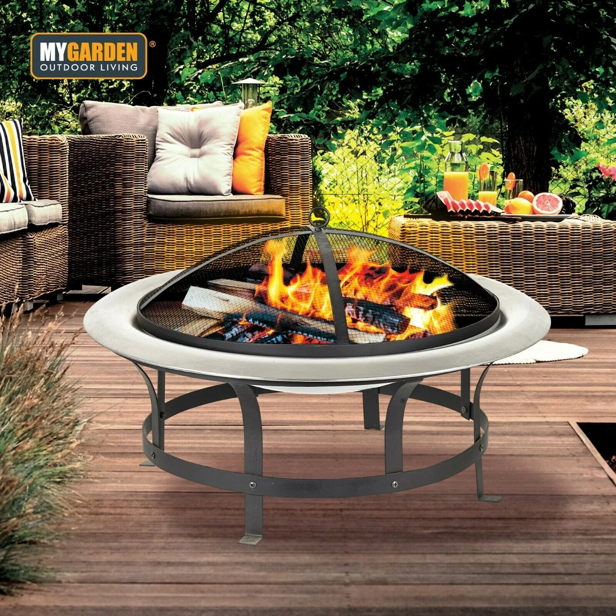Large Outdoor Fire Pit Garden Fire Pit Bowl Camping Patio Heater Log Burner  BBQ | eBay