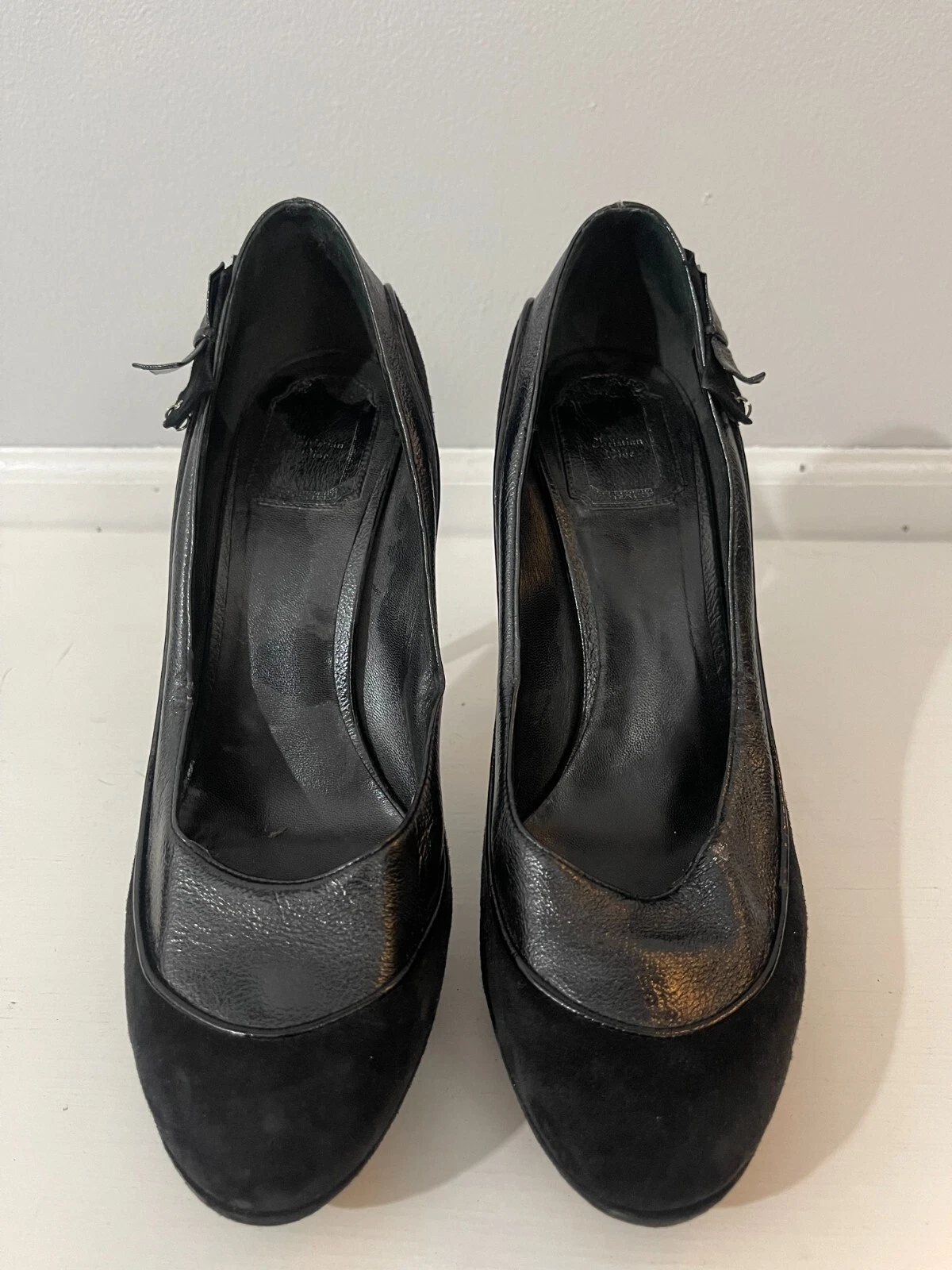 Noeud talon aiguille Christian Dior noir daim et cuir très bon état taille 41EU/10US/8,5UK