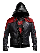 Men's Batman Arkham Nights Jacket + Vest Real Leather Biker Fashion Model Jacket