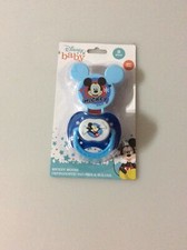 2 Piece New Mickey Mouse Disney Baby Orthodontic Pacifier And Holder Combo Blue 