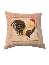 Granny's Country Farmhouse Rooster Throw Pillow Brocade Velvet 15x15x5
