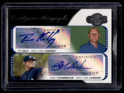 2008 Topps Chrome Co-Signers Blue Ref Joba Chamberlain/Tim Kelly Auto New York