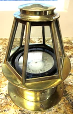 Vintage 12" Brass E S Ritchie and Sons Boston Hexagon Skylight Binnacle Compass