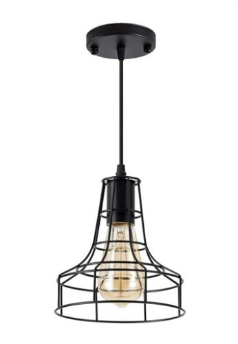 NEW Ceiling Pendant Light Black Metal Cage Fixture - Picture 2 of 2