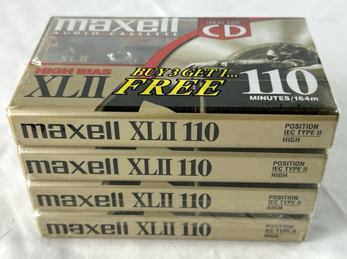 Maxell Cassette Tapes XLII 110 IEC Type II High Bias Sealed 4er Pack