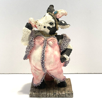 Cowtown Moo West Lady Cow Figurine Vintage 1992 Ganz Fancy Pink Dress 3 1/4 