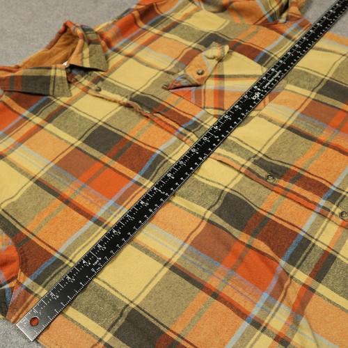 Gioberti Plaid Flannel Button Up Shirt Corduroy-Trim-Collar-Cuff Orange 2XL - Picture 17 of 24
