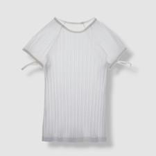  160 Helmut Lang Women's White Little Ribbed T-Shirt Size XSmall