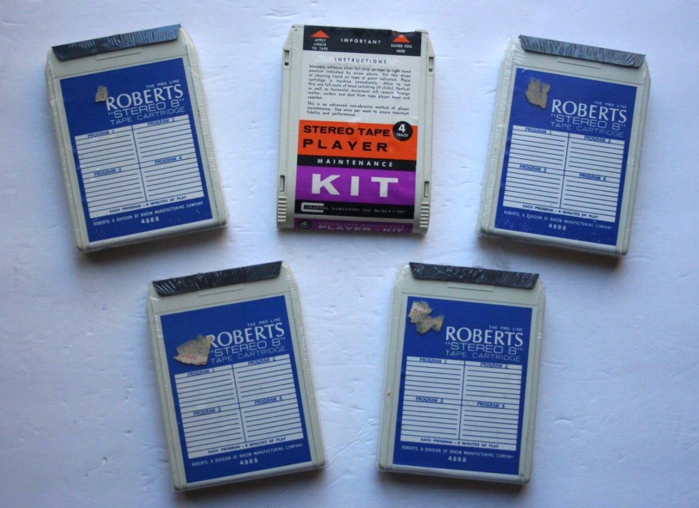 LOT OF 4 PRO LINE ROBERTS STEREO 8 TRACK TAPES FOR RECORDING BONUS Lot of 4 pro line roberts stereo 8 track tapes for recording bonus